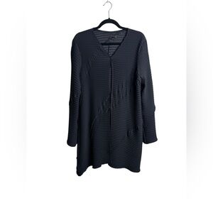 Babette Crinkled Textured Long open Cardigan Black Large